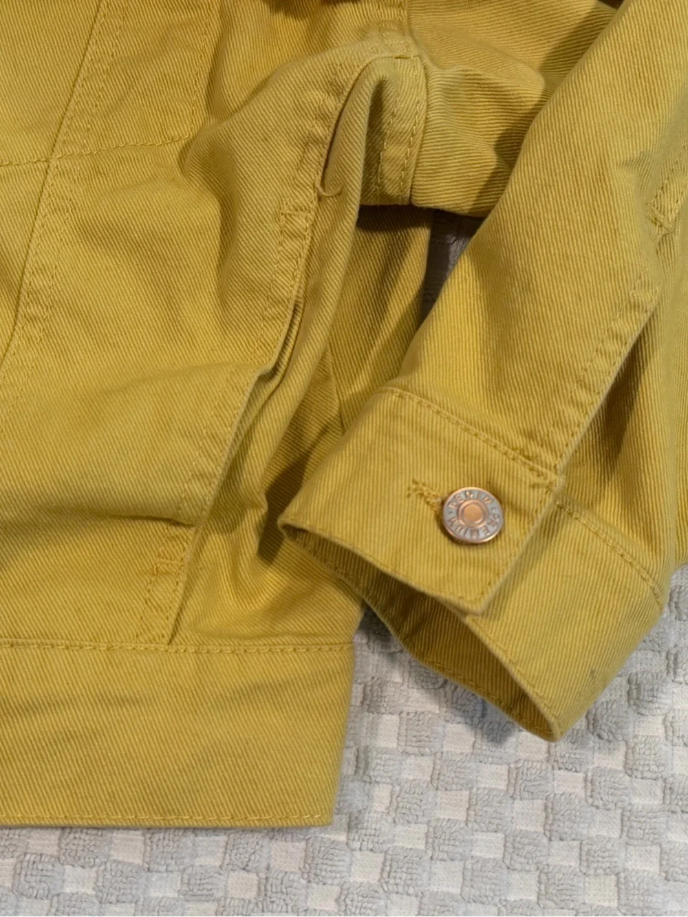 Love Tree Yellow Ruffle-Trim Denim Jacket